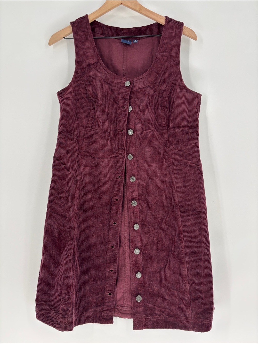 GAP Corduroy Button-Front Dress burgundy 10 tall
